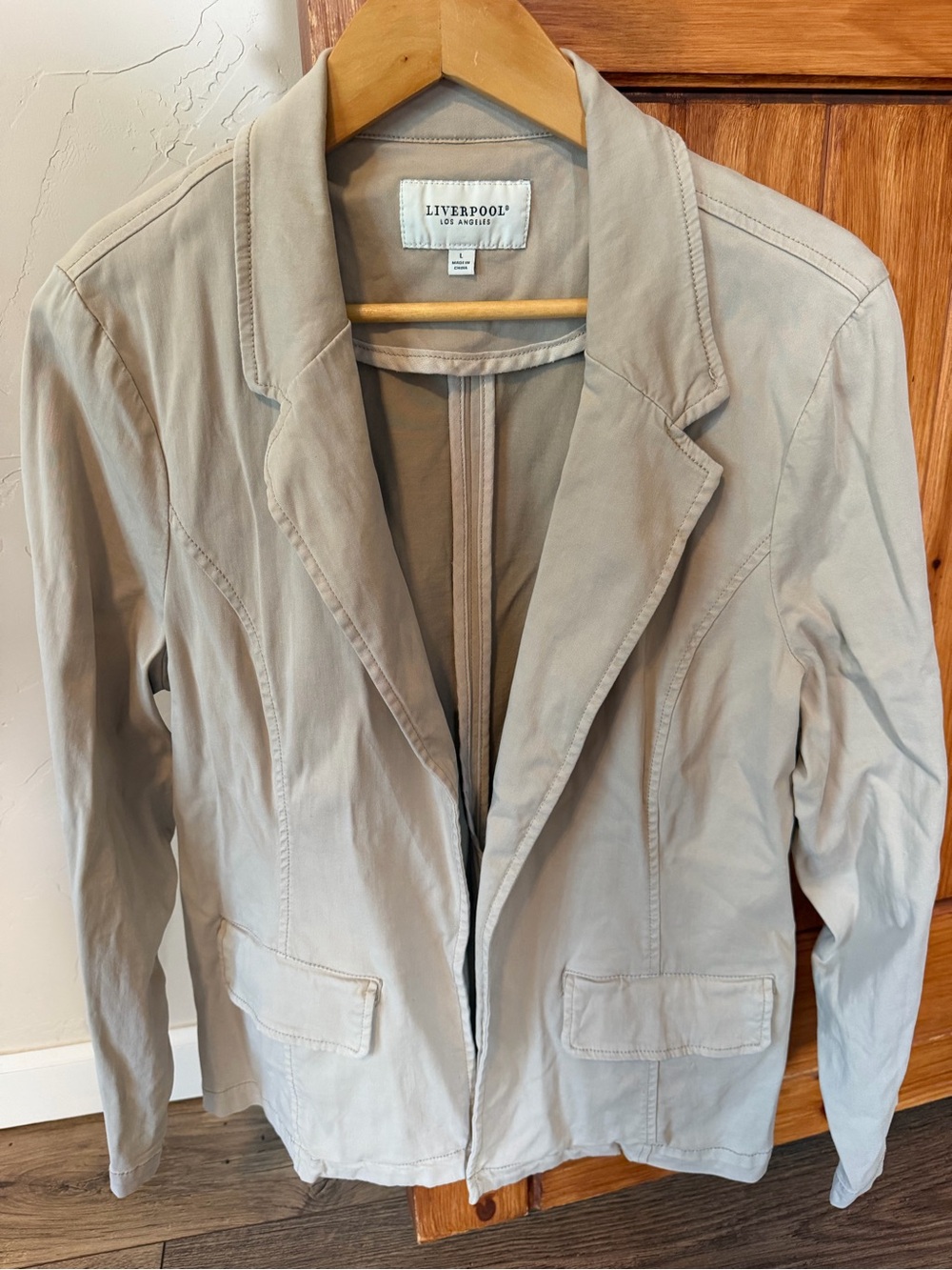Liverpool Los Angeles Tan Stretch Blazer Jacket Women's Size Large EUC